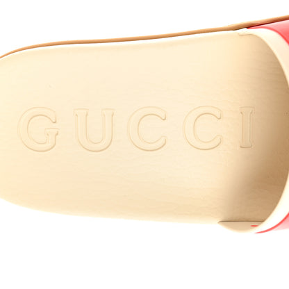 Gucci Rubber Web Womens Interlocking G Slide Sandals 39 Mystic White Green Red 7 of 10