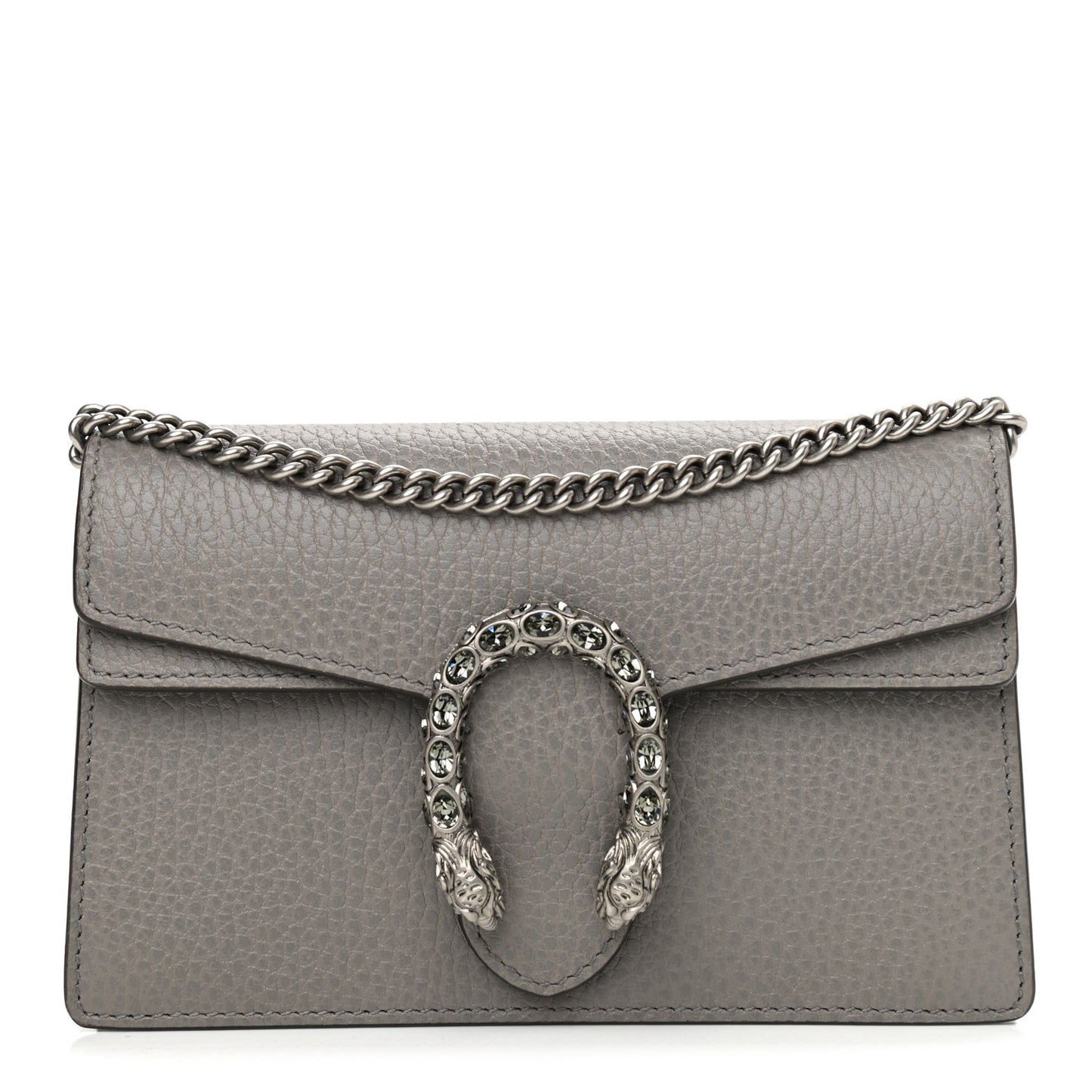 Dollar Calfskin Crystal Super Mini Dionysus Shoulder Bag Dusty Grey Black Diamond