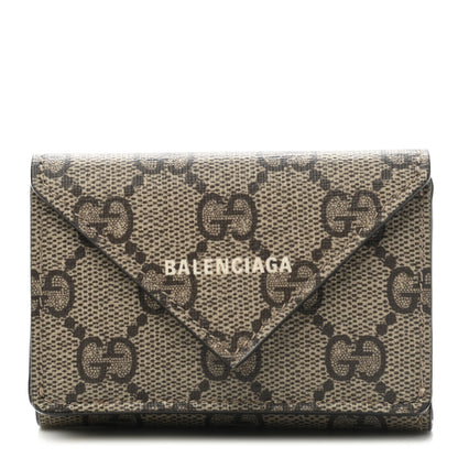 Gucci X BALENCIAGA GG Supreme Monogram Logo Envelope Card Case Wallet Beige Ebony Mystic White 1 of 8
