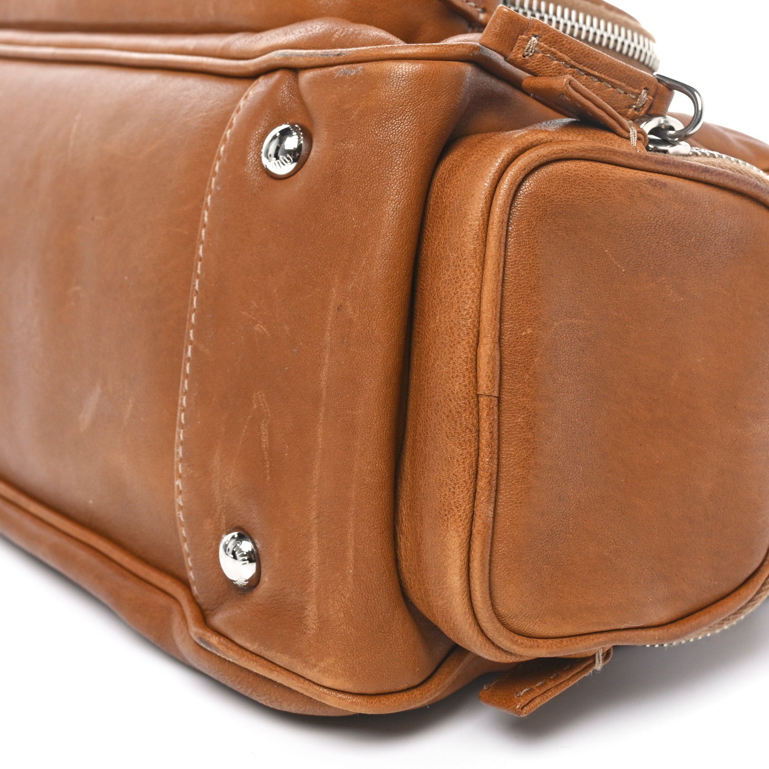 Miu Miu Nappa Top Handle Shoulder Bag Caramel 9 of 9