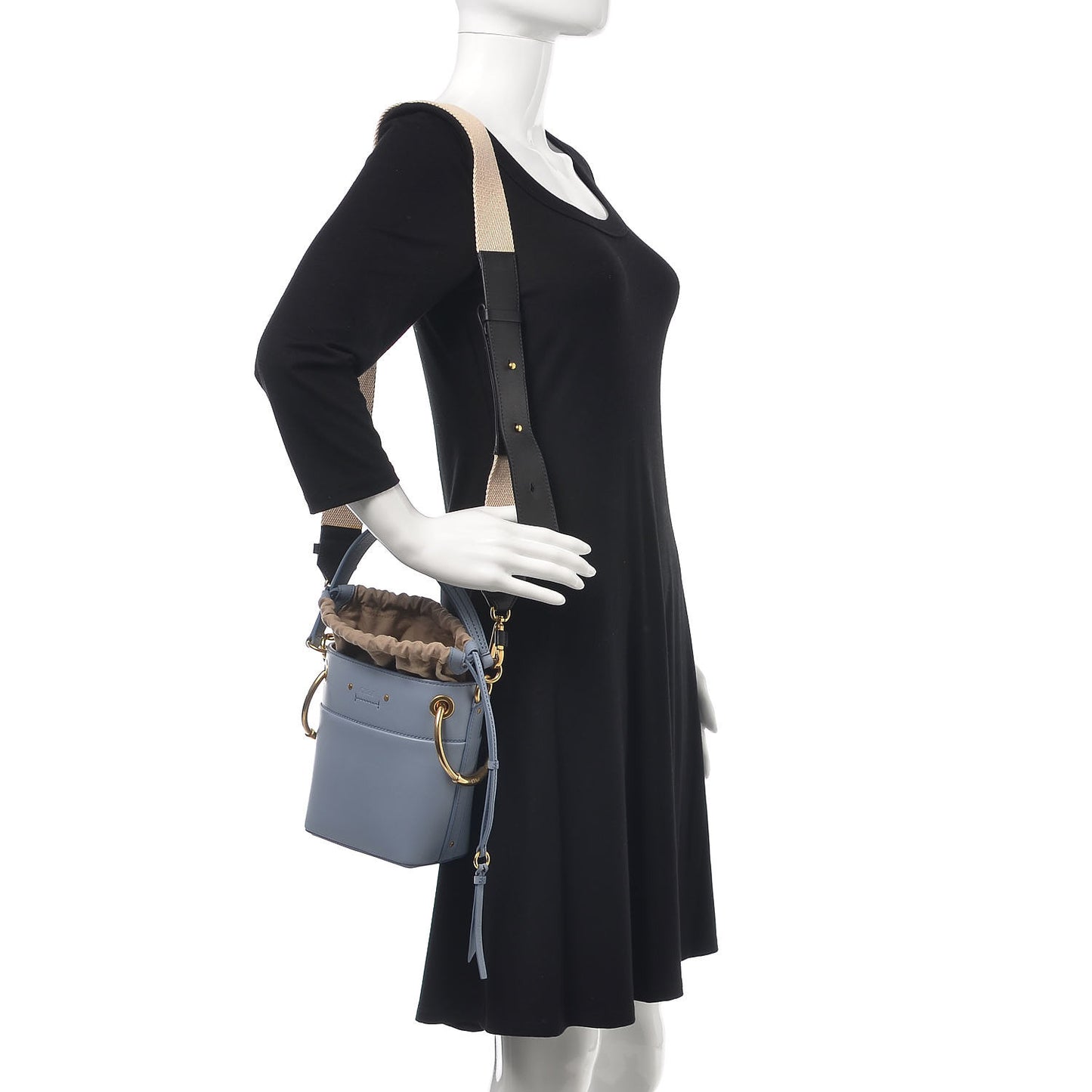 Smooth Calfskin Mini Roy Bucket Bag Washed Blue