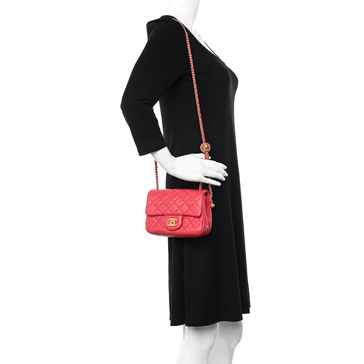 Chanel Lambskin Quilted Mini Pearl Crush Flap Red 2 of 12