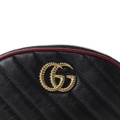 Gucci Azalea Calfskin Matelasse Diagonal Torchon GG Marmont Belt Bag 75 30 Black Romantic Cerise 11 of 11