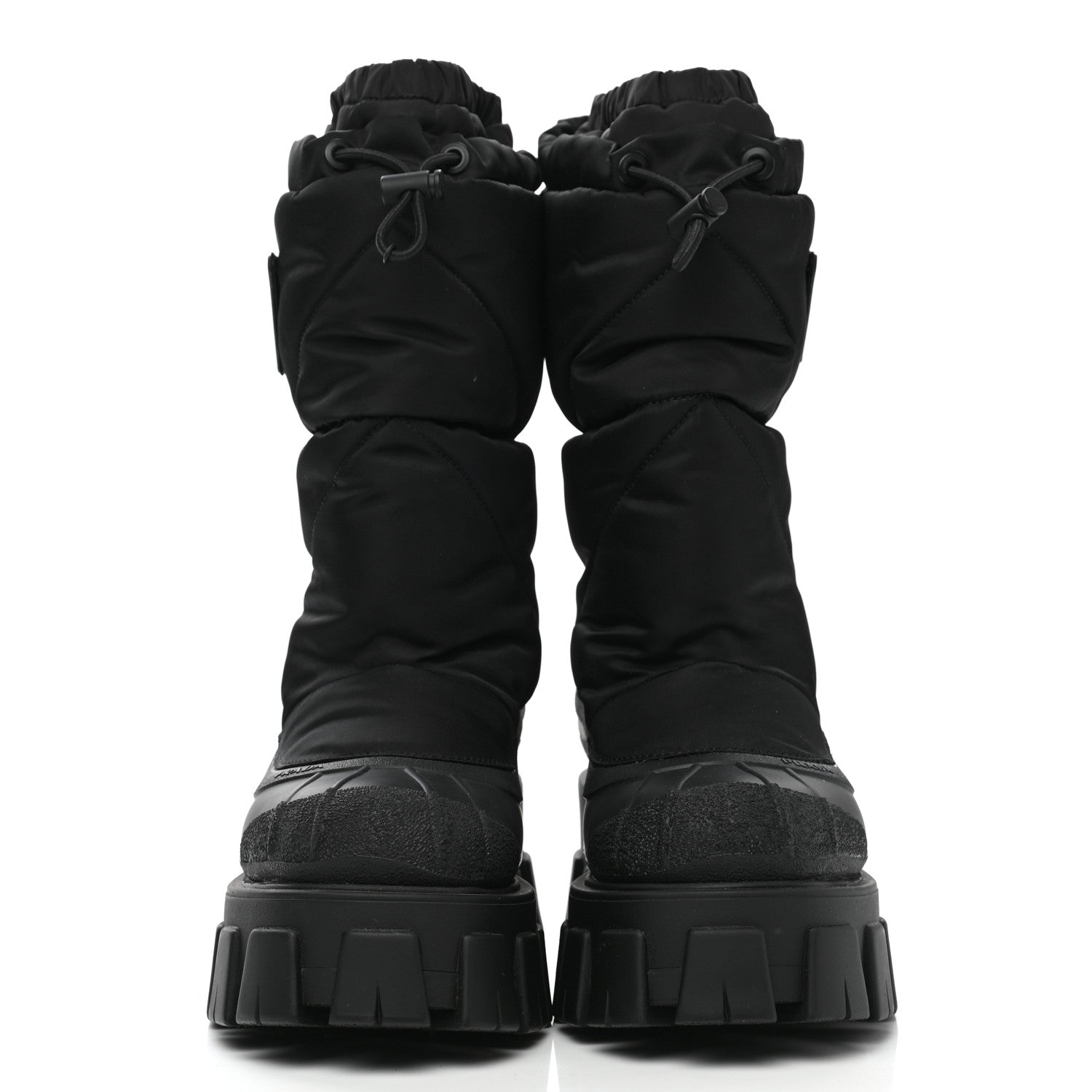 Prada Re-Nylon Gabardine Rubber Triangle Logo Padded Monolith Drawcord 55mm Snow Boots 36 Black 2 of 7