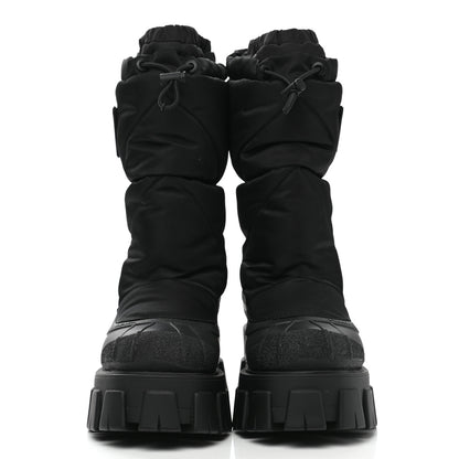 Prada Re-Nylon Gabardine Rubber Triangle Logo Padded Monolith Drawcord 55mm Snow Boots 36 Black 2 of 7