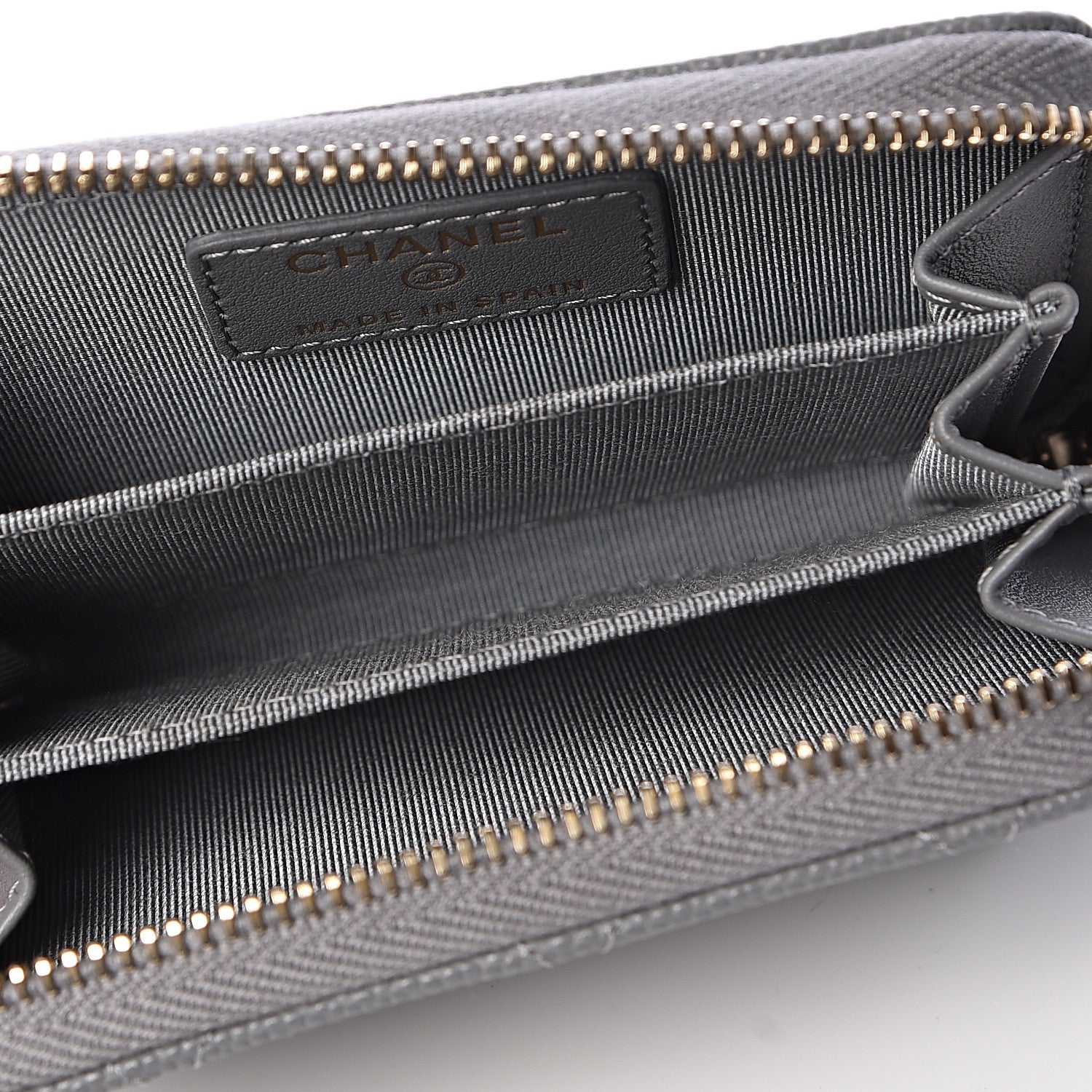 Chanel Caviar Quilted Zip Coin Purse Grey 5 of 8