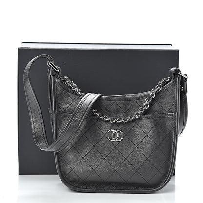 Chanel Calfskin Quilted Jungle Stroll Hobo Bag Black 11 of 11