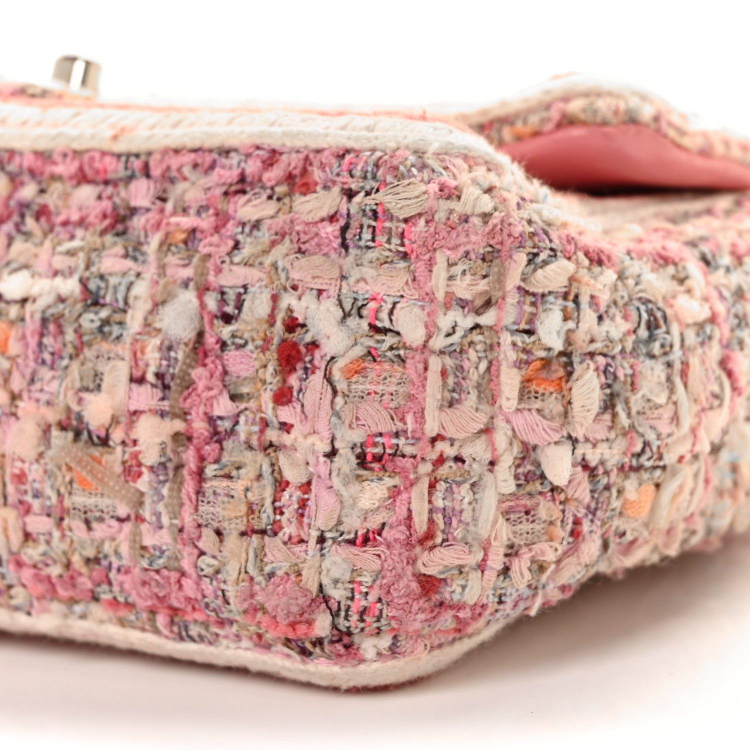 Chanel Tweed Braid Mini Flap White Pink 9 of 13