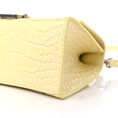 Balenciaga Calfskin Crocodile Embossed Small Hourglass Top Handle Bag Pale Yellow 9 of 10