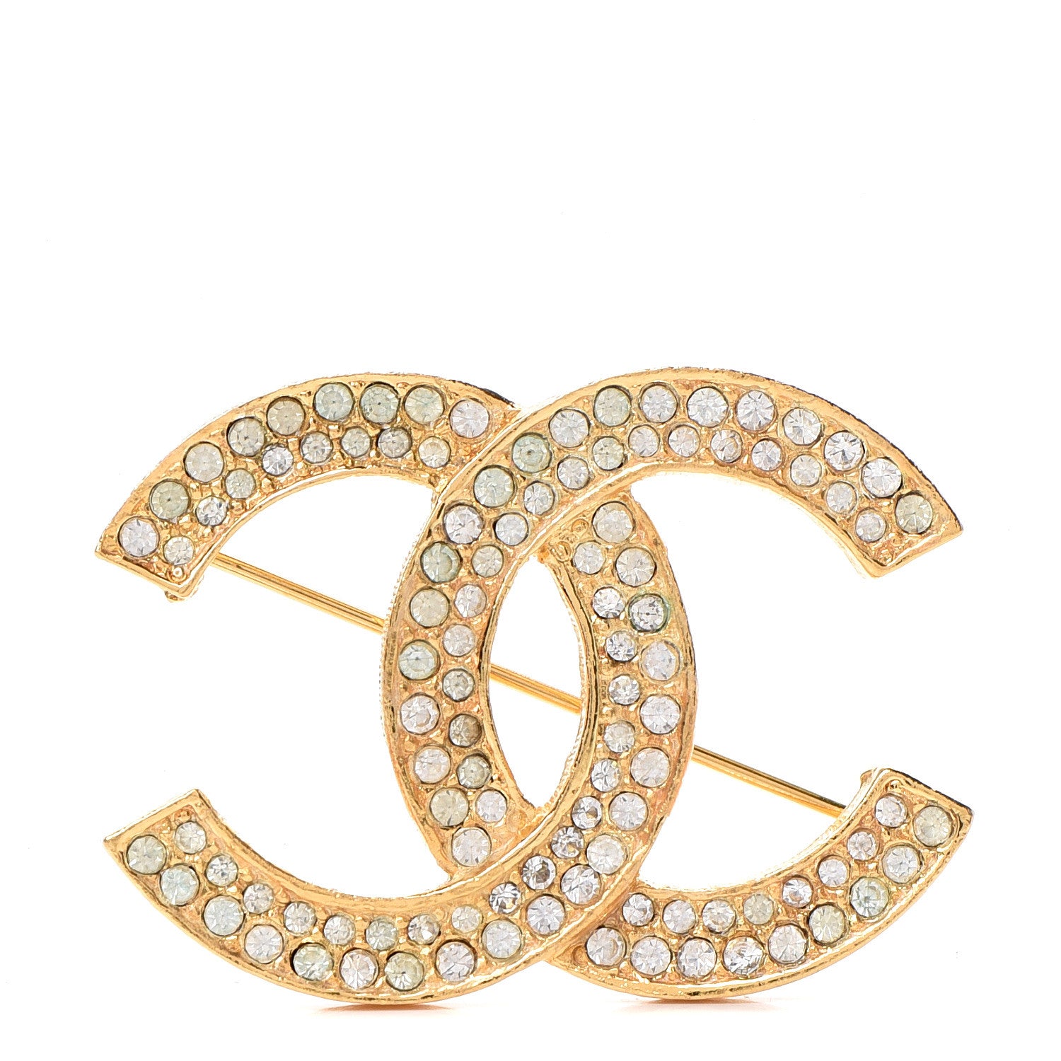 Chanel Crystal CC Brooch Gold 1 of 3