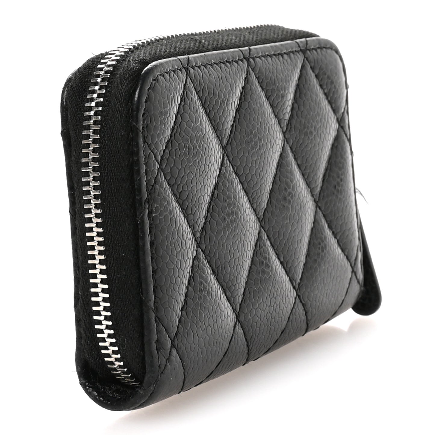 Caviar Quilted Zip Coin Purse Black