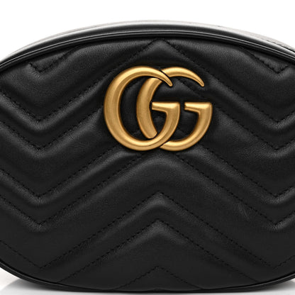 Gucci Calfskin Matelasse GG Marmont Belt Bag 85 34 Black 8 of 11