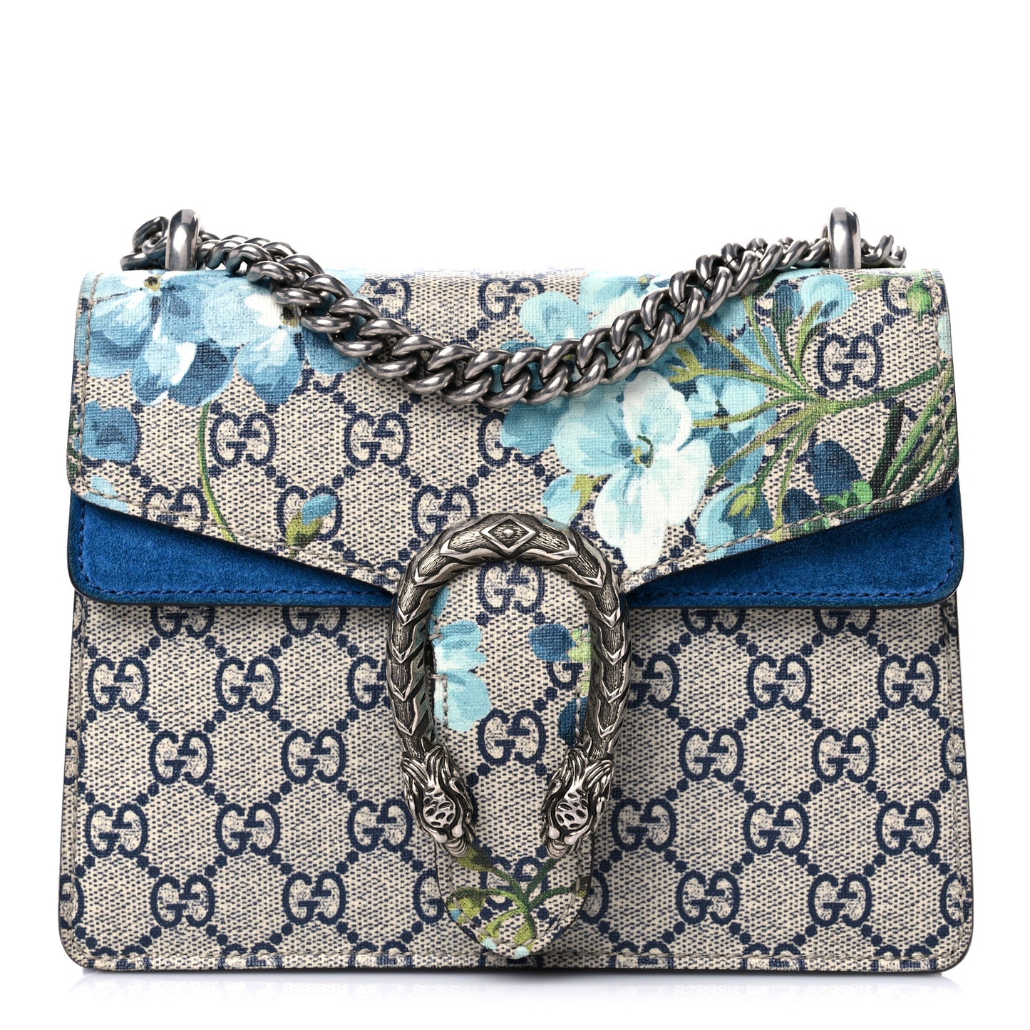 GG Supreme Monogram Blooms Mini Dionysus Shoulder Bag Beige Navy Vintage Blue