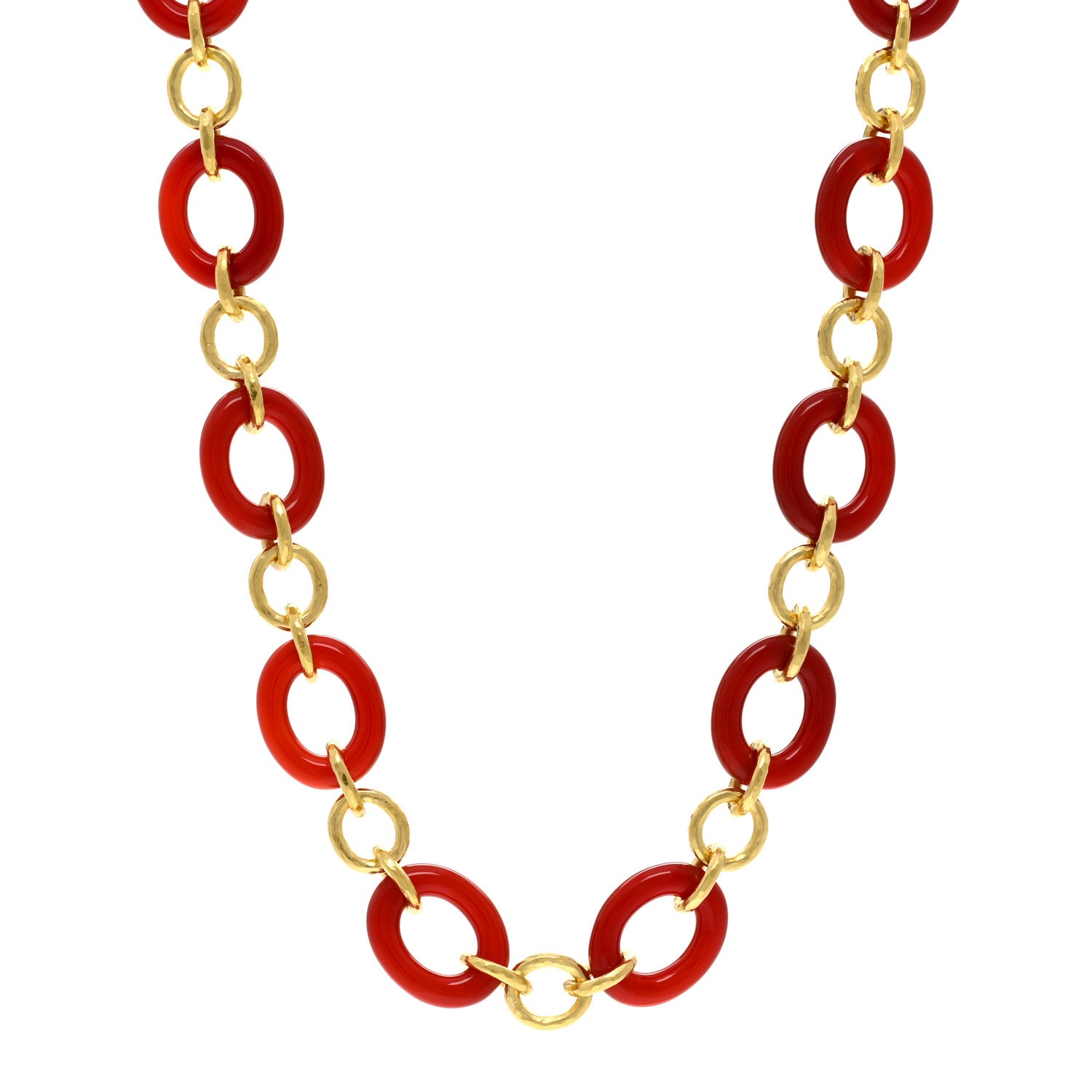 Elizabeth Locke ELIZABETH LOCKE 19K Yellow Gold Carnelian Link Necklace 17" 1 of 5