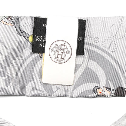 Hermes Silk Ex-Libris Les Parisie Twilly Gris Perle Jaune Soufre 4 of 4
