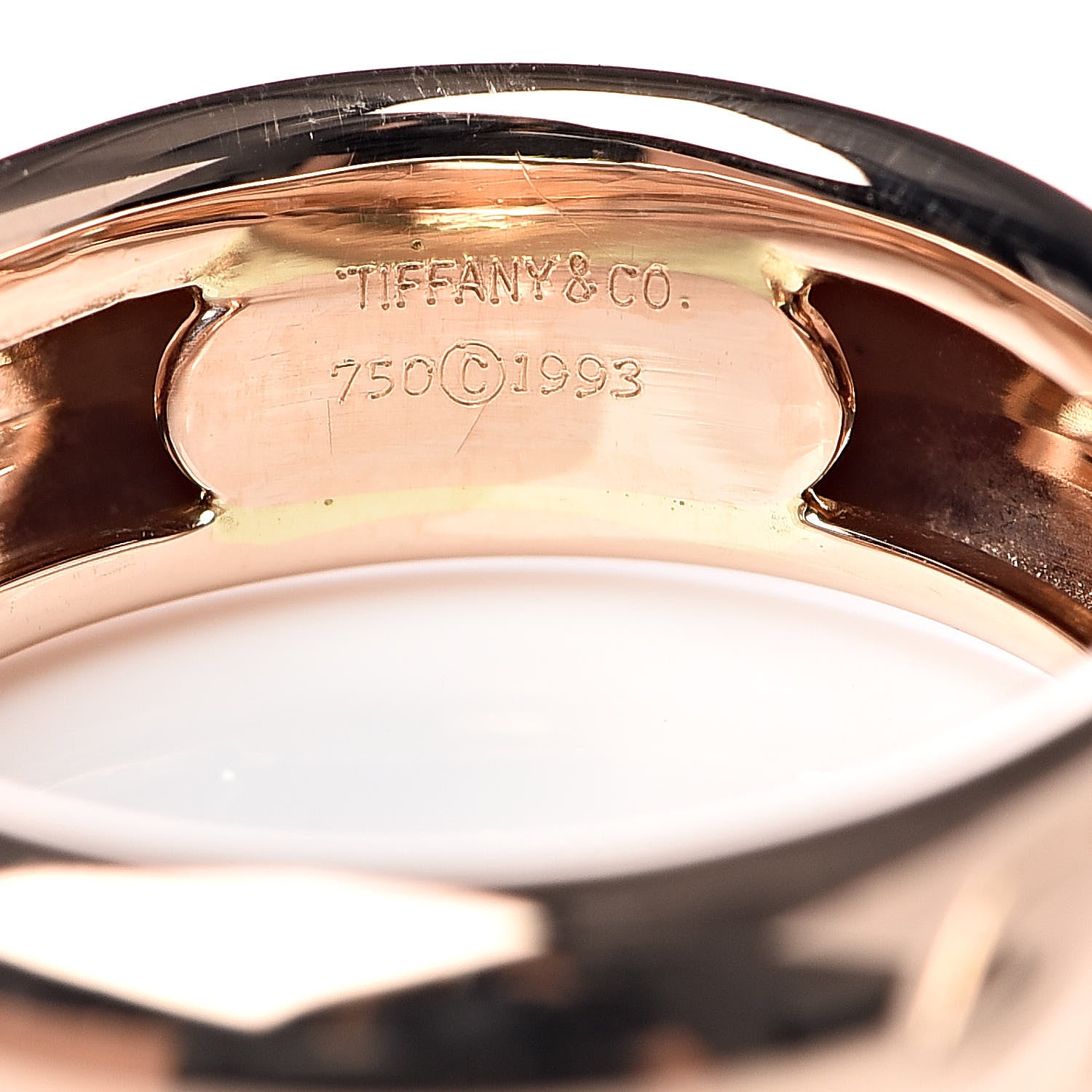 Tiffany 18K Rose Gold Diamond Heart Engraved Band Ring 48 4.5 5 of 5