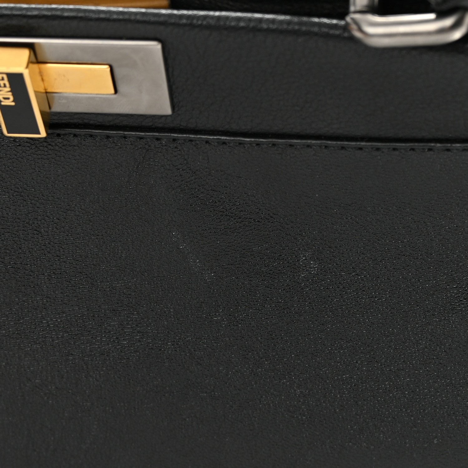 Fendi Goatskin Zucca Medium Peekaboo Iconic Satchel Black Tobacco 16 of 17