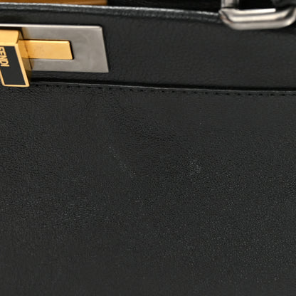 Fendi Goatskin Zucca Medium Peekaboo Iconic Satchel Black Tobacco 16 of 17