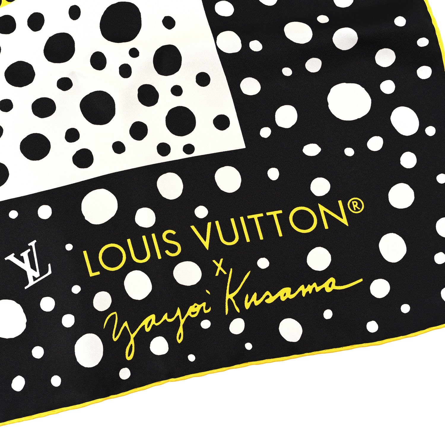 Louis Vuitton LV x YK Kusama Infinity Dots Scarf Black Yellow 2 of 3