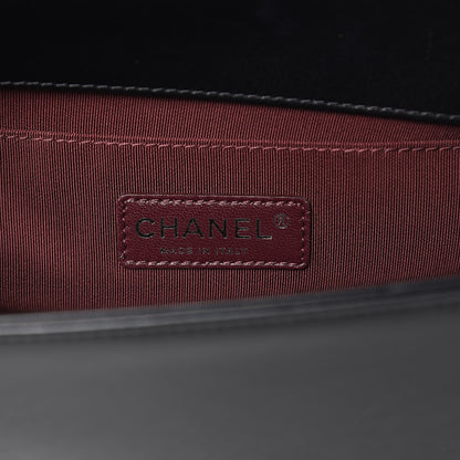 Chanel Calfskin Woven Medium Boy Flap Black White 6 of 11