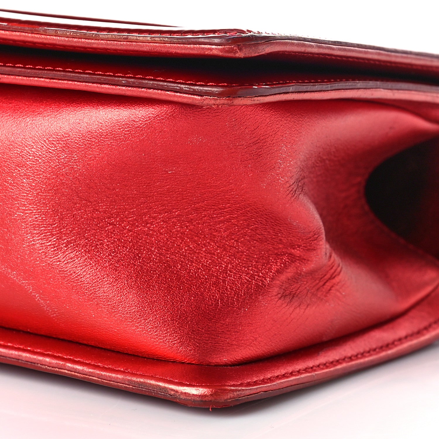 Chanel Metallic Patent Calfskin Quilted Medium Boy Flap Red 8 of 17