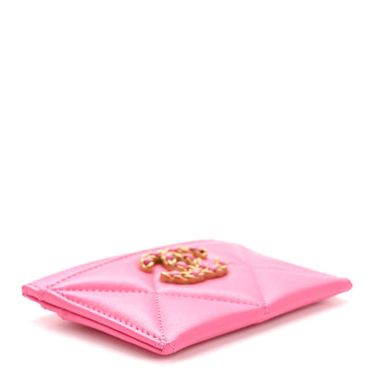 Chanel Lambskin Quilted Chanel 19 Card Holder Dark Pink 4 of 10