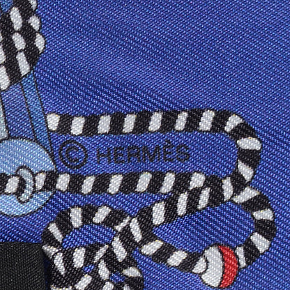 Hermes Silk Cordages Twilly Scarf Bleu Klein Turquoise Rouge 4 of 6