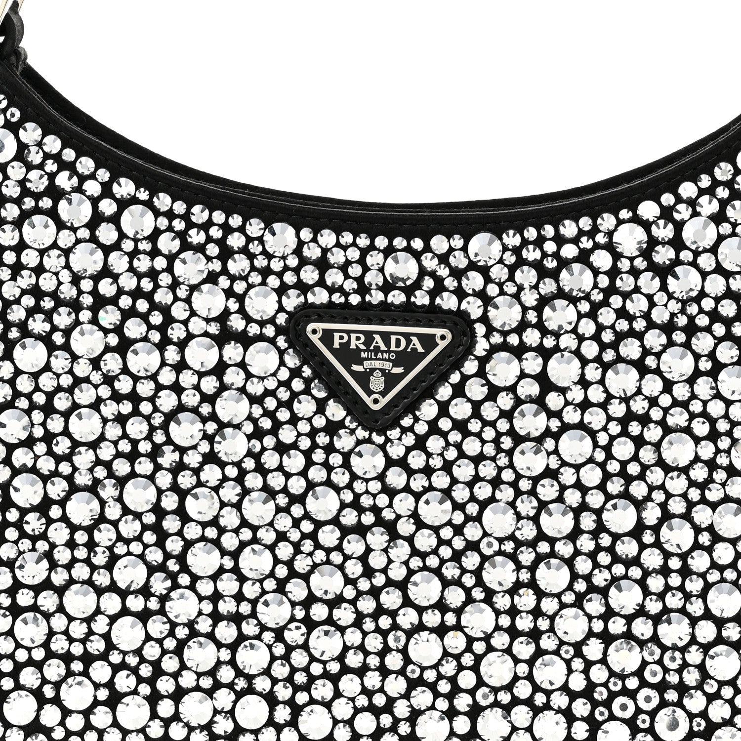 Prada Satin Crystal Cleo Adjustable Strap Shoulder Bag Metal 7 of 10