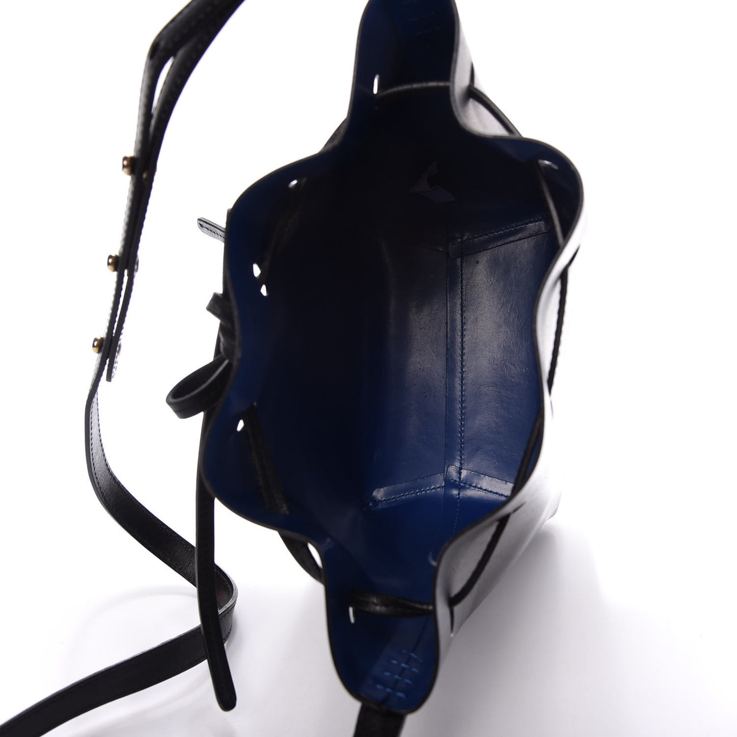 Vegetable Tanned Calfskin Mini Bucket Bag Black Royal