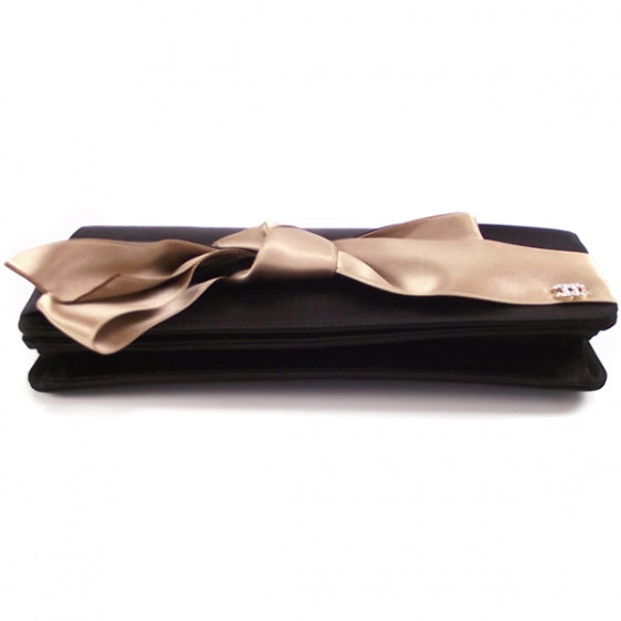 Satin Bow Clutch Black