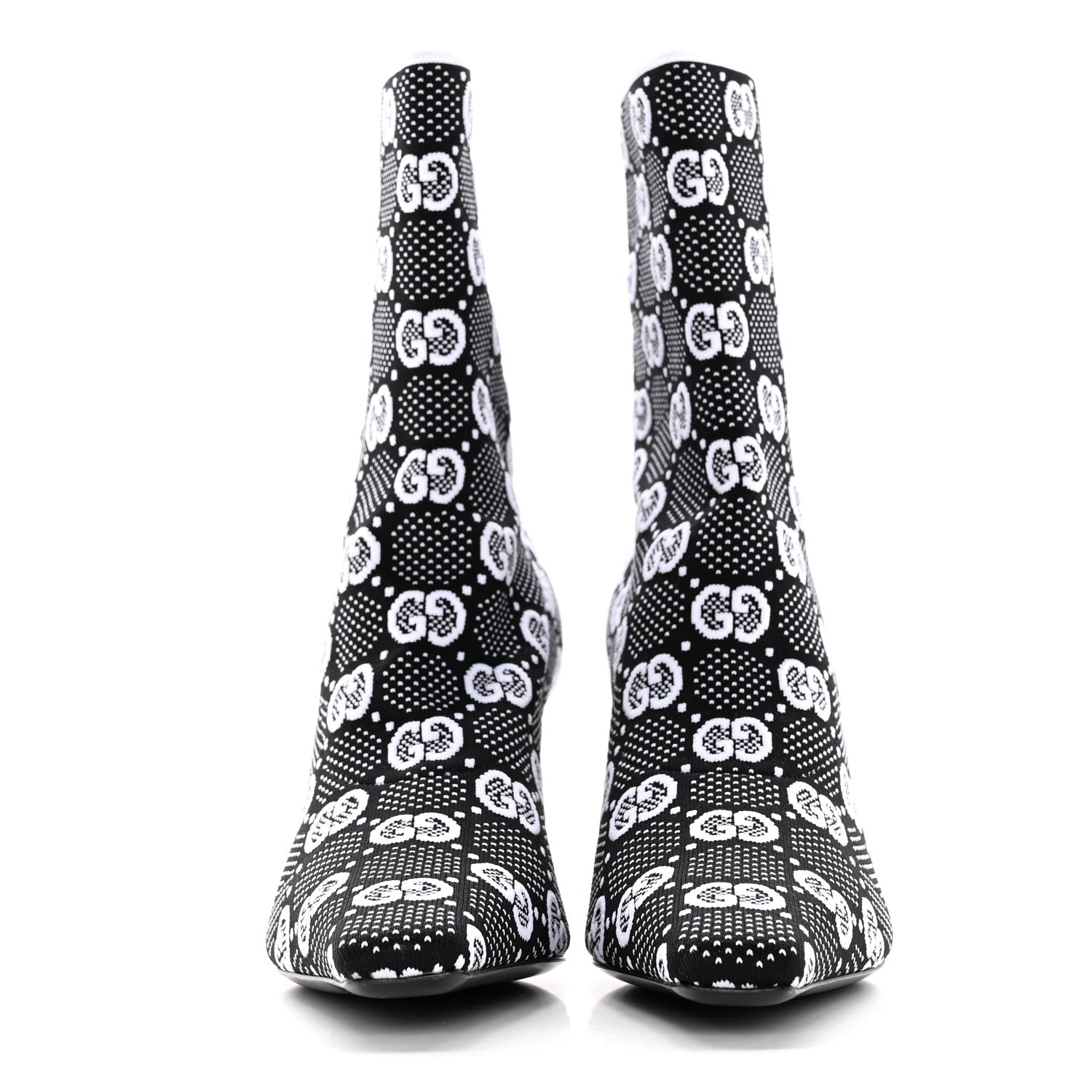 Gucci Technical Jersey Knit GG Monogram Square G 75mm Ankle Boots 39 Black Great White 2 of 9
