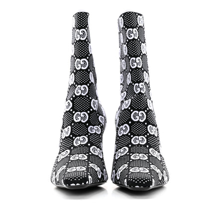 Gucci Technical Jersey Knit GG Monogram Square G 75mm Ankle Boots 39 Black Great White 2 of 9