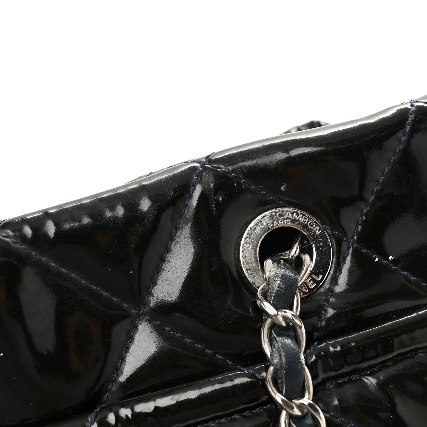 Chanel Patent Quilted Timeless CC Soft Tote Blue 13 of 14