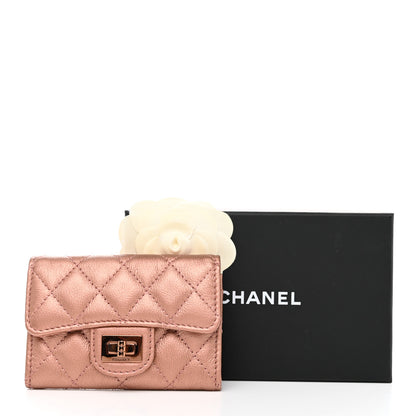 Chanel Metallic Calfskin Quilted Reissue Flap Card Holder Copper Pink 17 of 18