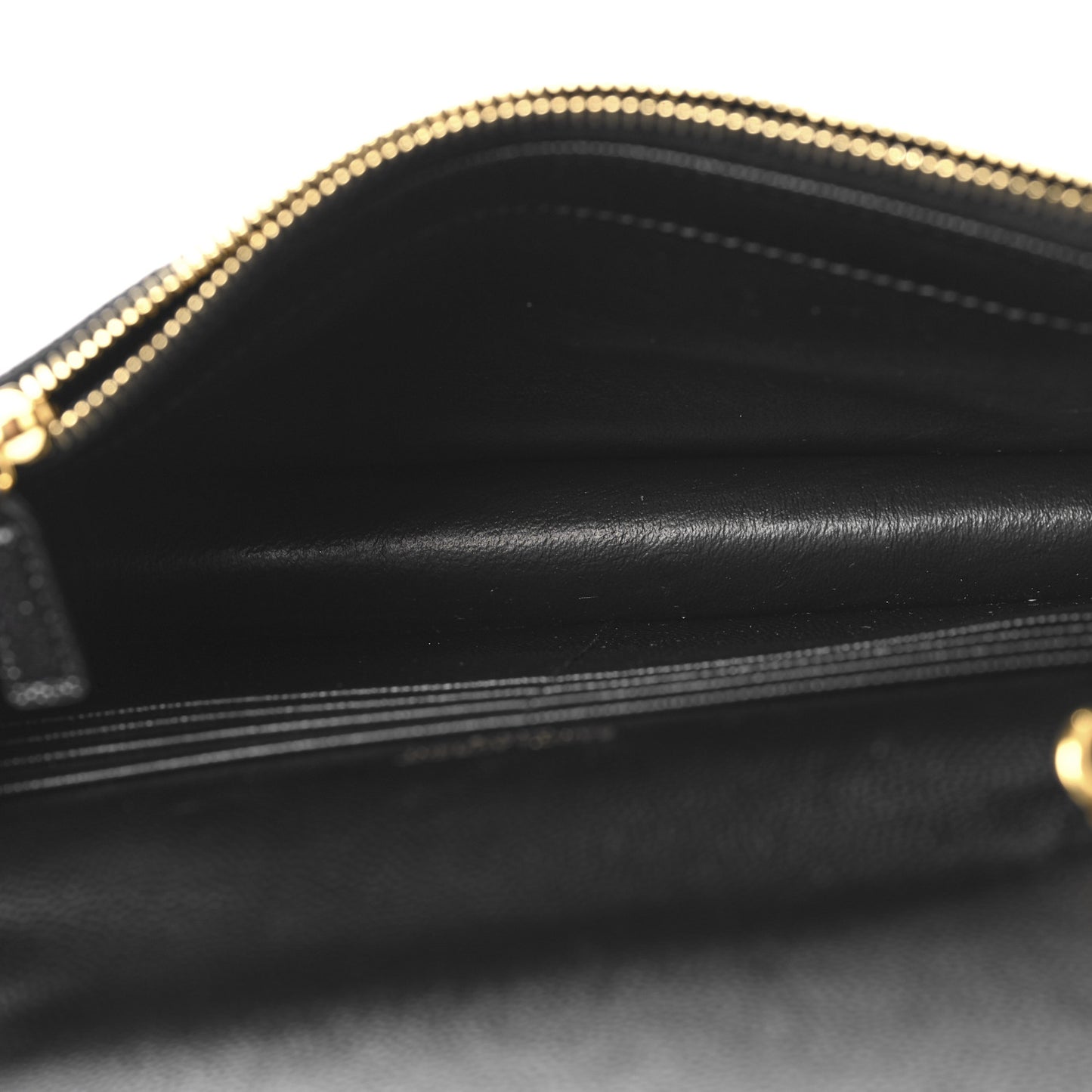 Grain De Poudre Matelasse Chevron Monogram Envelope Chain Wallet Black