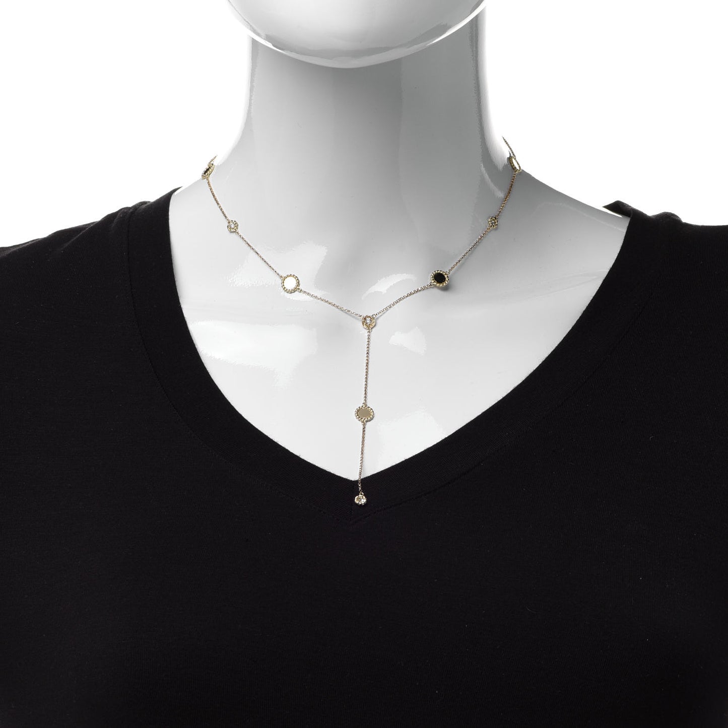 18K Yellow Gold Diamond Barocco Braid Y Drop Necklace