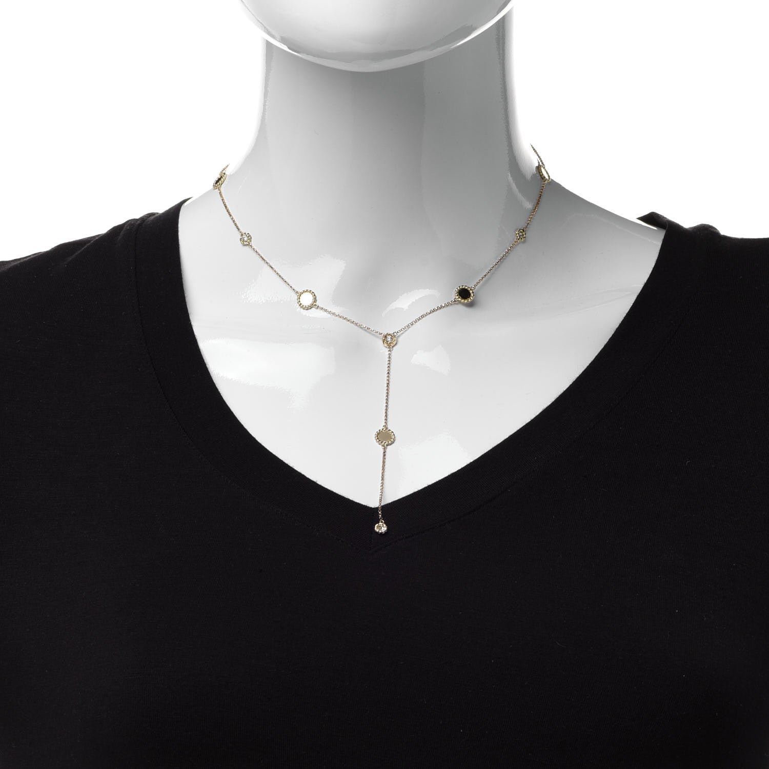 Roberto Coin 18K Yellow Gold Diamond Barocco Braid Y Drop Necklace 2 of 5