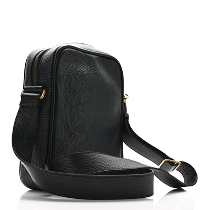 Gucci Grained Calfskin Logo Messenger Bag Black 3 of 9