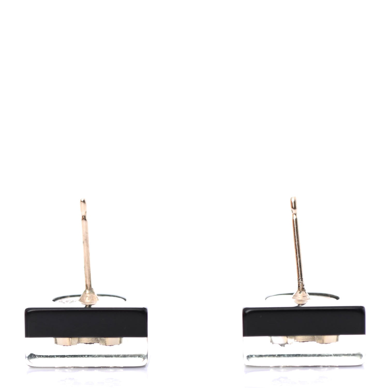Chanel Resin Crystal CC Earrings Black White Gold 3 of 4