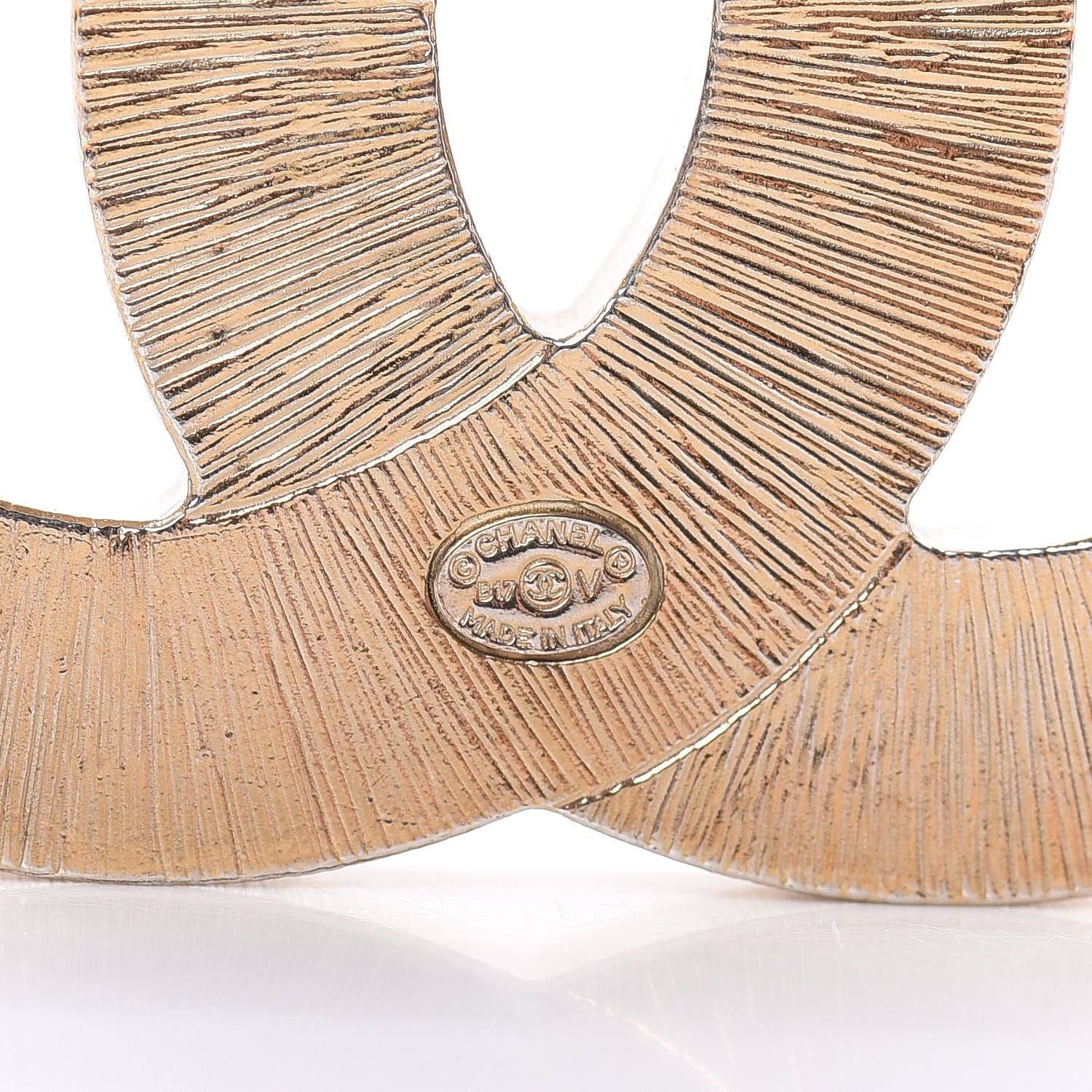 Chanel Metal Quilted CC Brooch Silver Gold 3 of 4