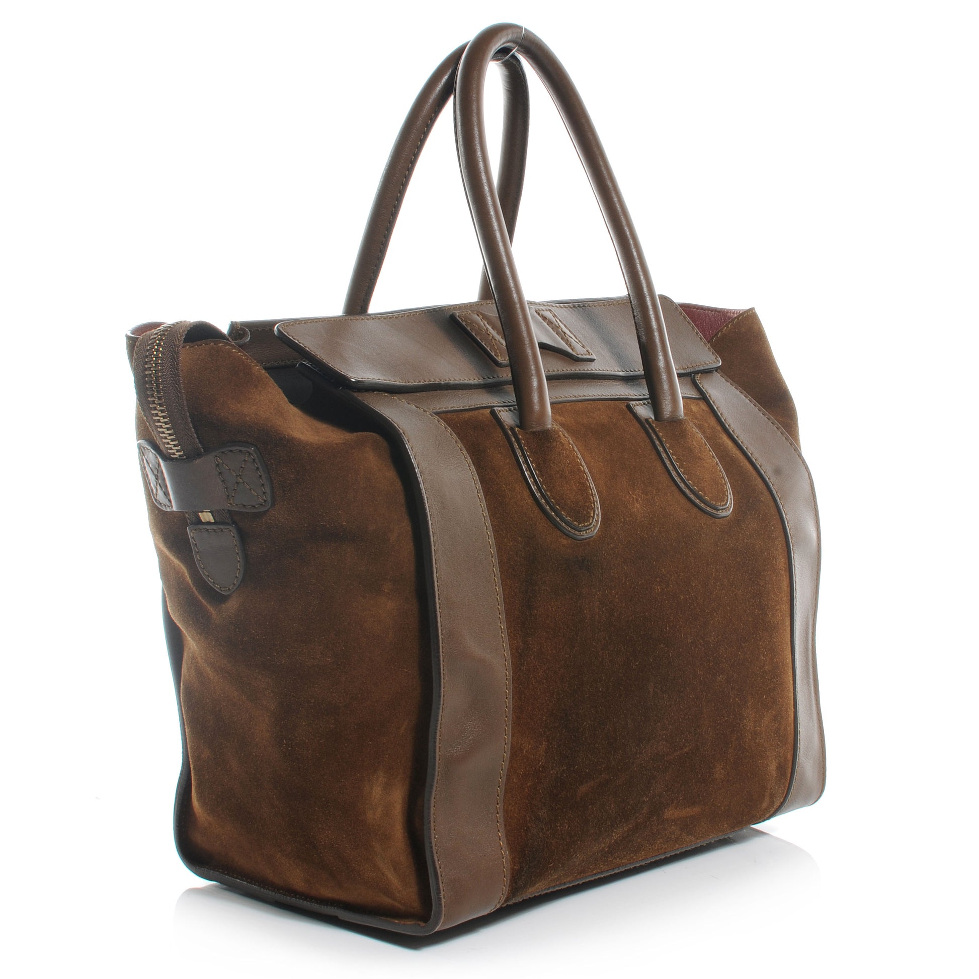 Celine Leather Suede Mini Luggage Khaki 3 of 7