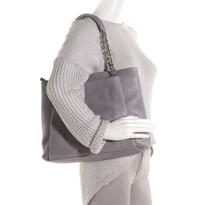 Chanel Caviar Large CC Tuck Tote Grey 2 of 7