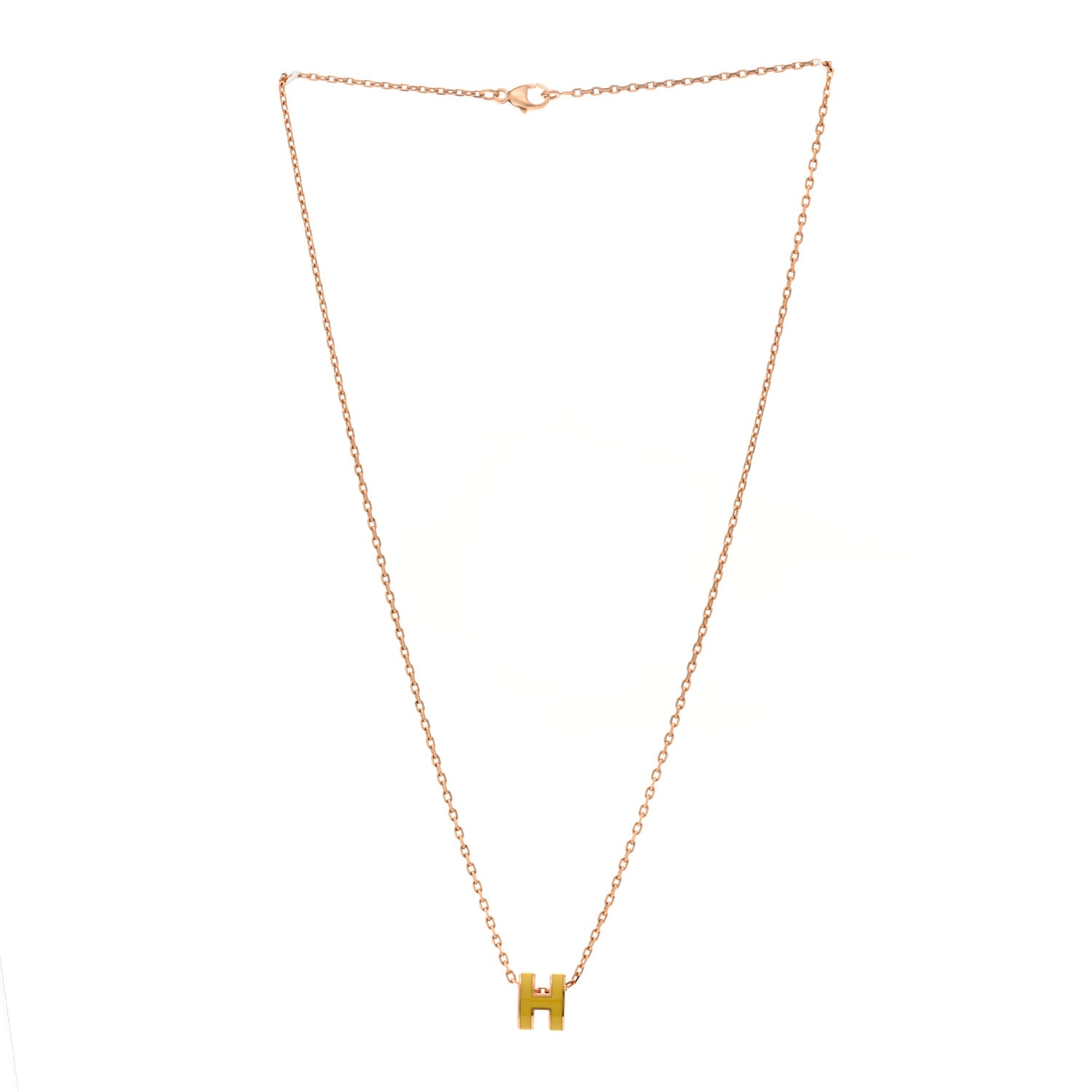 Hermes Lacquered Gold Mini Pop H Pendant Necklace Mimosa 3 of 6