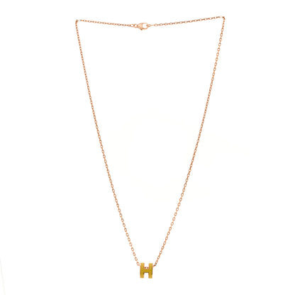 Hermes Lacquered Gold Mini Pop H Pendant Necklace Mimosa 3 of 6