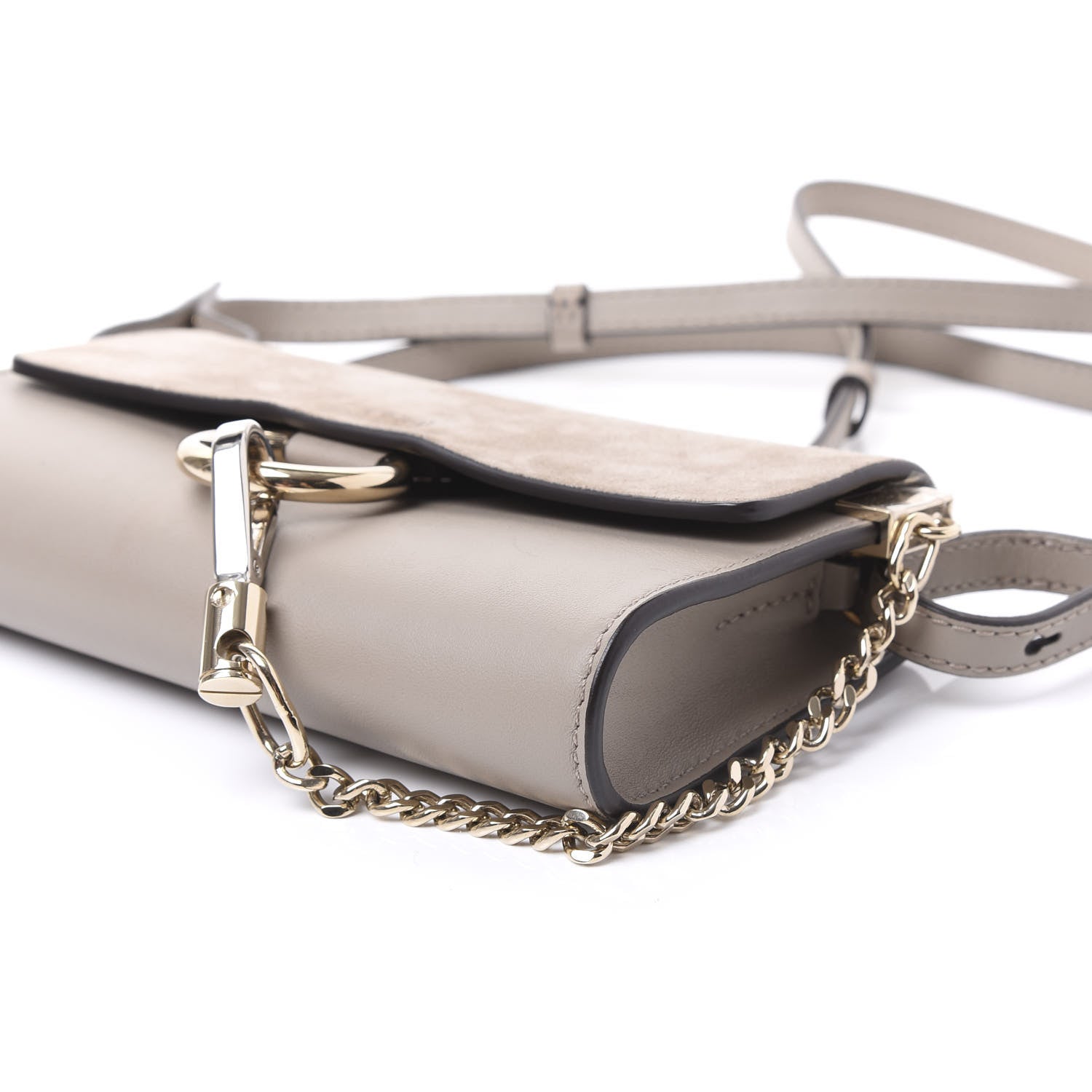 Chloe Suede Calfskin Mini Faye Shoulder Bag Motty Grey 8 of 10