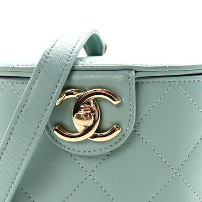 Chanel Lambskin Resin Elegant Chain Vanity Case Light Blue 8 of 10