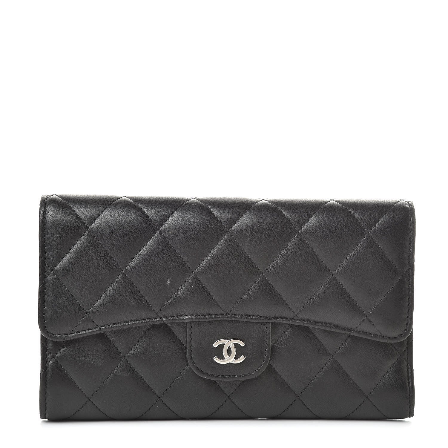 Chanel Lambskin Quilted Large Flap Wallet Black 1 of 14