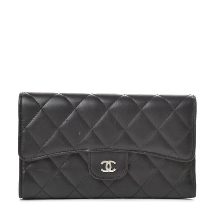 Chanel Lambskin Quilted Large Flap Wallet Black 1 of 14