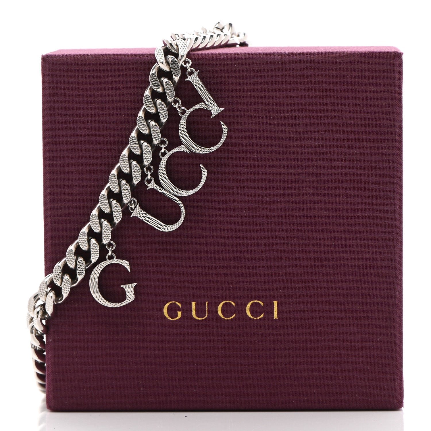 Gucci Metal Script Choker Necklace Silver 7 of 7