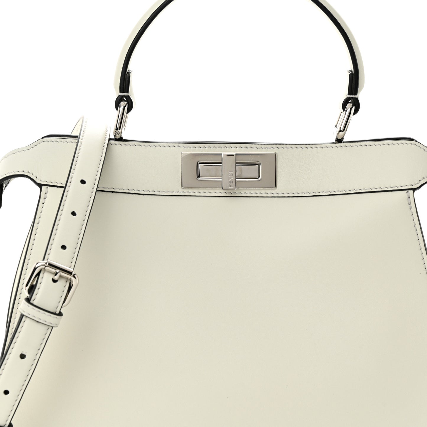 Vitello Seta Nappa Fendi Roma Stampa Medium Peekaboo I SEE U Satchel White Black